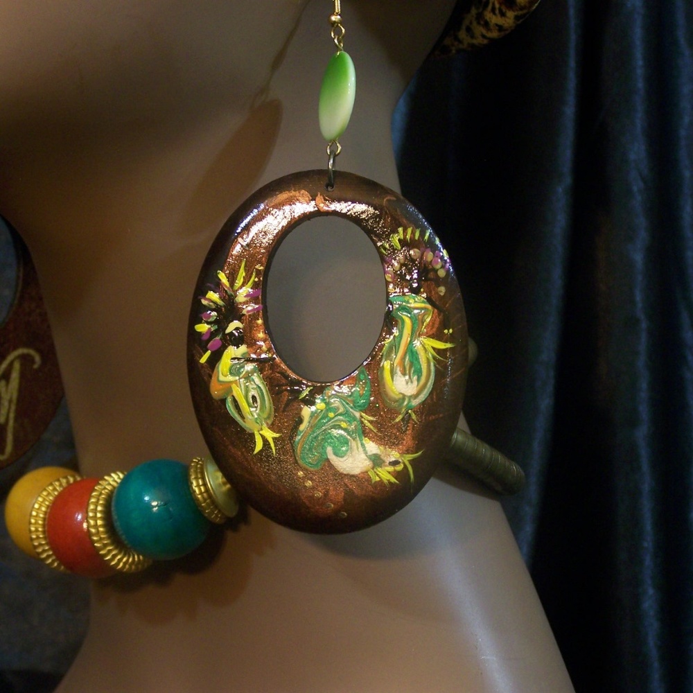 One of a kind hand painted earrings